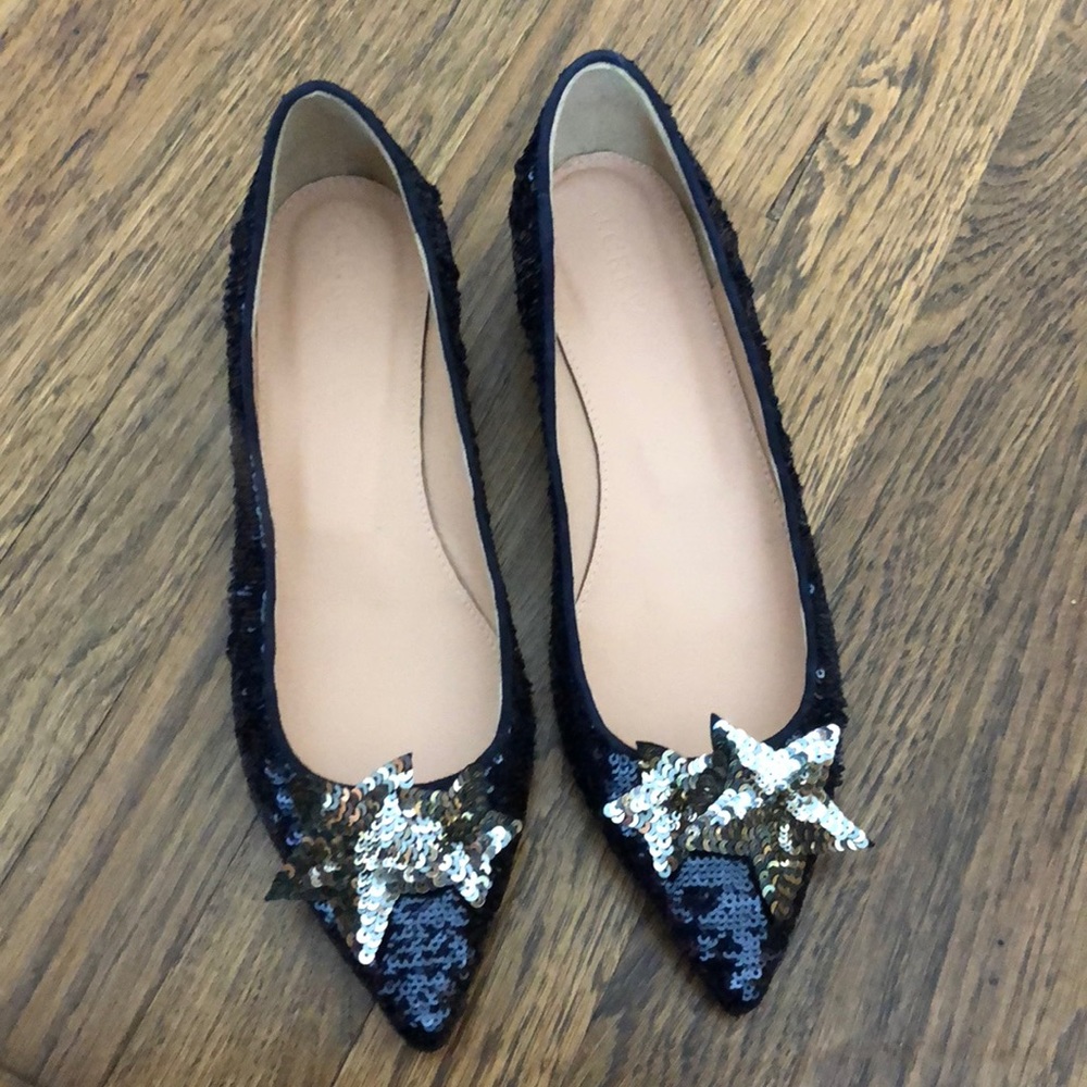 JCrew blue sequin flats